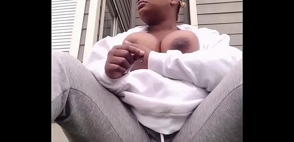  Thick Exotic Trinidadian Slut With Big Titts Plays With Herself Outside Her Apartment Complex As Onlookers Walk By